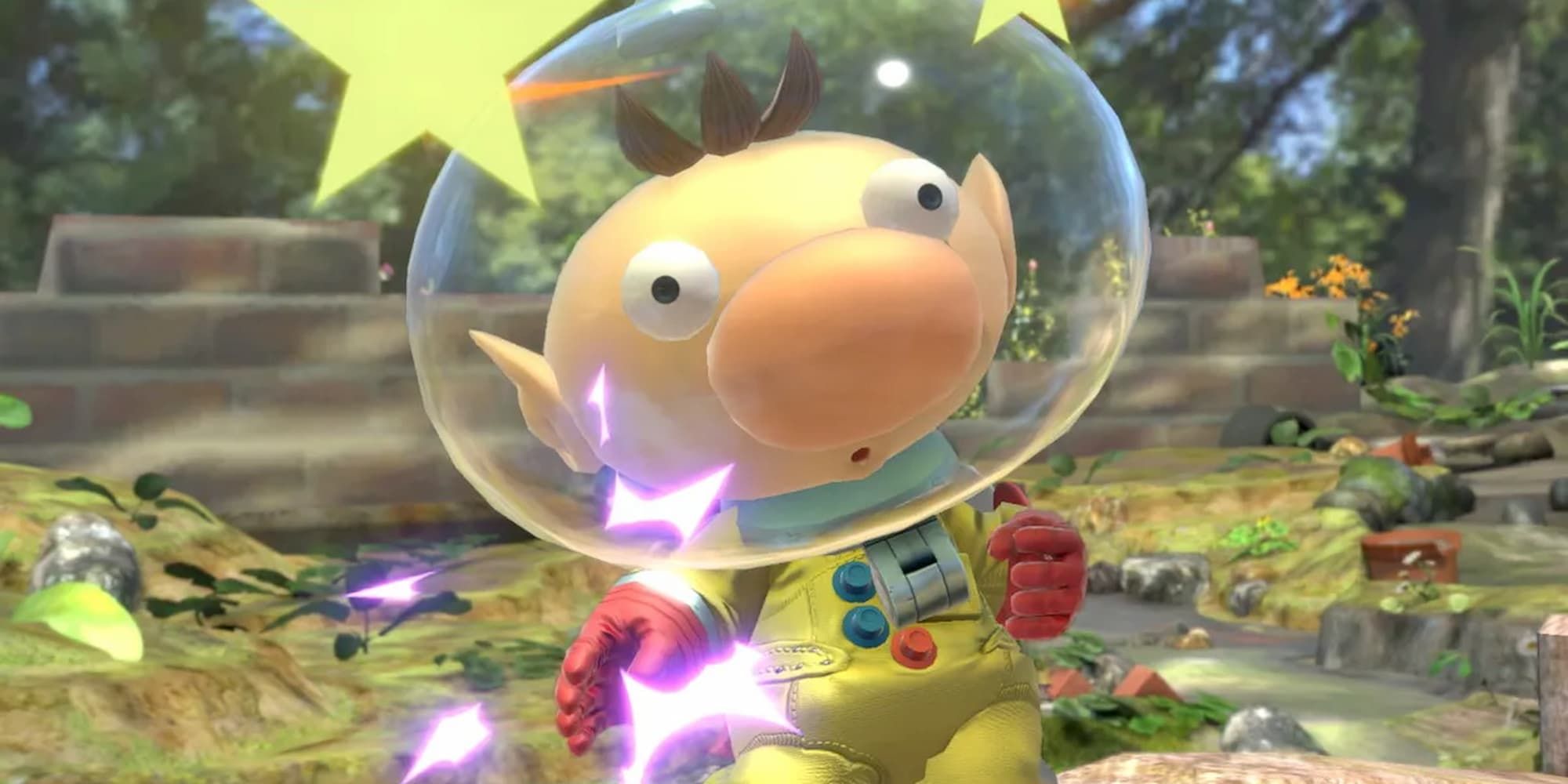 Captain Olimar's eyes widen after being stunned in Pikman.
