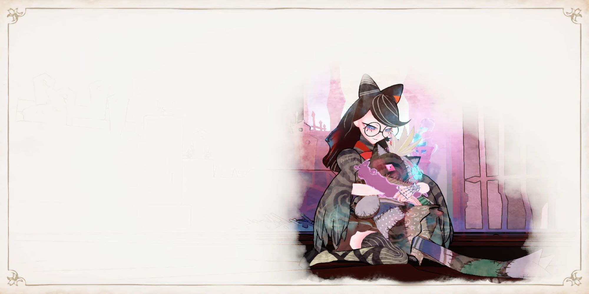 Cereza hugging Cheshire from Bayonetta Origins