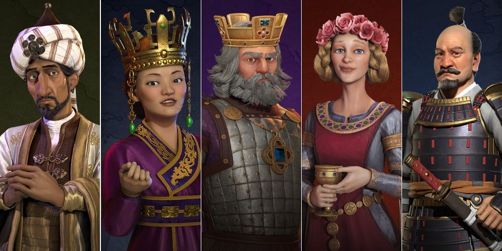 Saladin, Seondeok, Basil, Eleanor, and Tokugawa in Civilization 6
