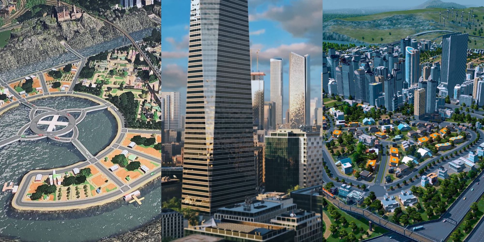 Cities Skylines Collage, Park, Sckyscraper, City