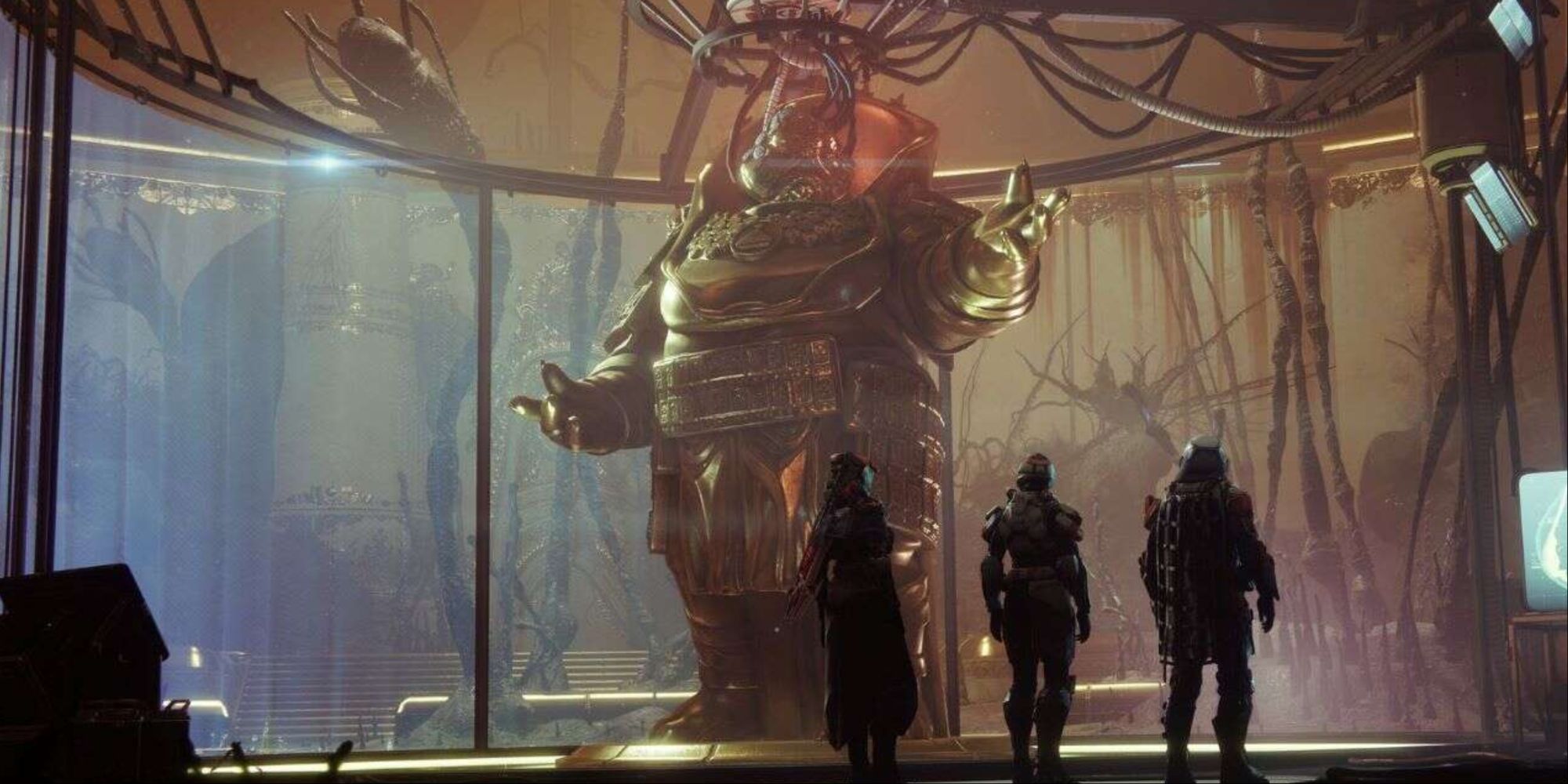 Destiny 2: a large golden statue of Emperor Calus