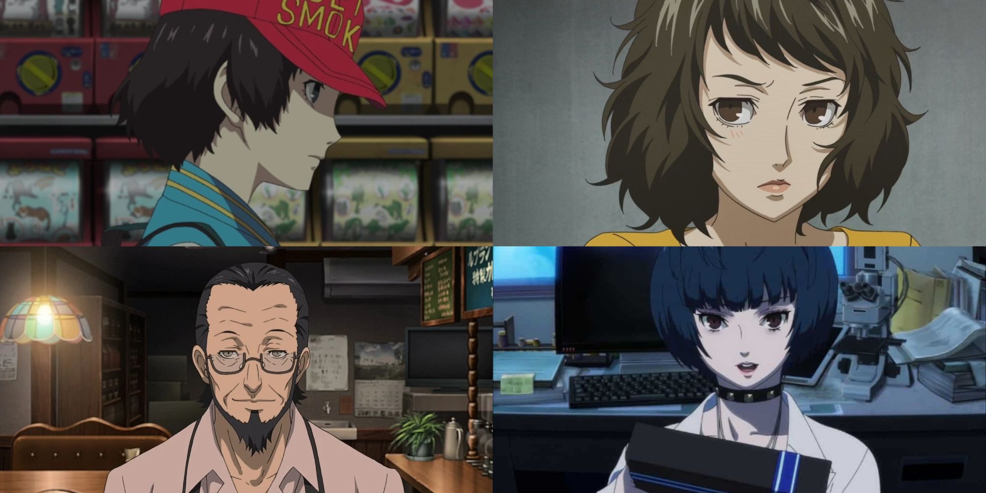 Composite image of Shinya, Kawakami, Sojiro and Takemi from Persona 5 Royal