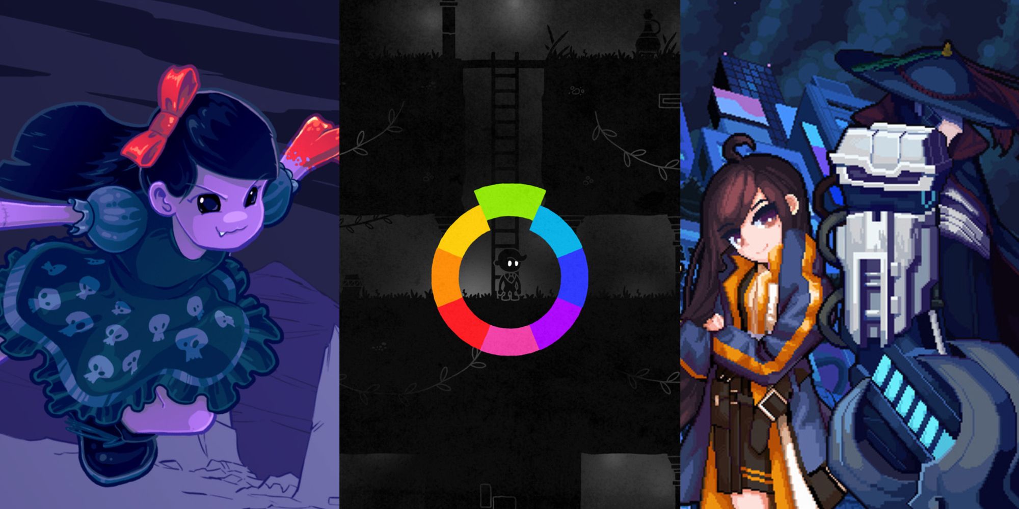 Collage of They Bleed Pixels, Hue, and SANABI