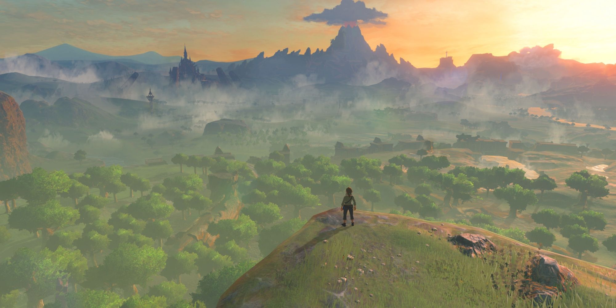 link looking over hyrule in breath of the wild