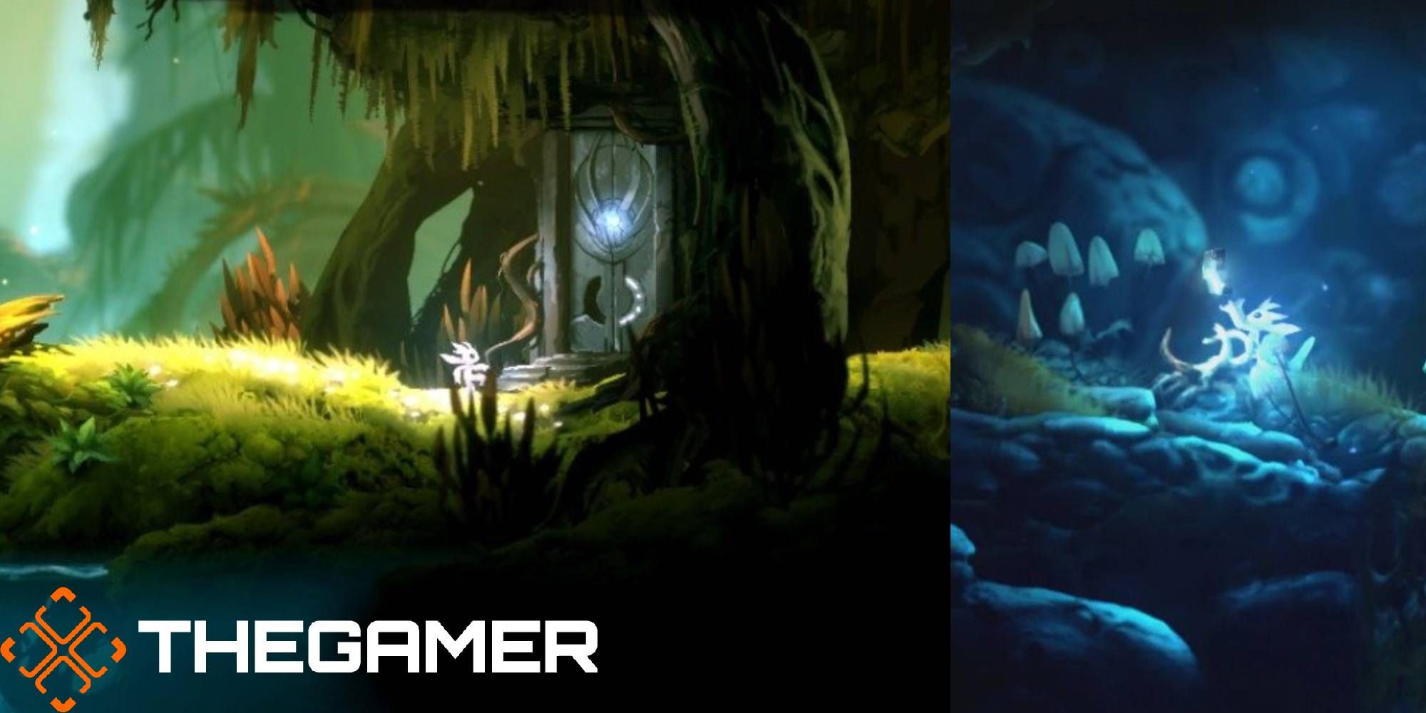 composite image of ori from ori and the blind forest with a keystone and a spirit gate for which they're used