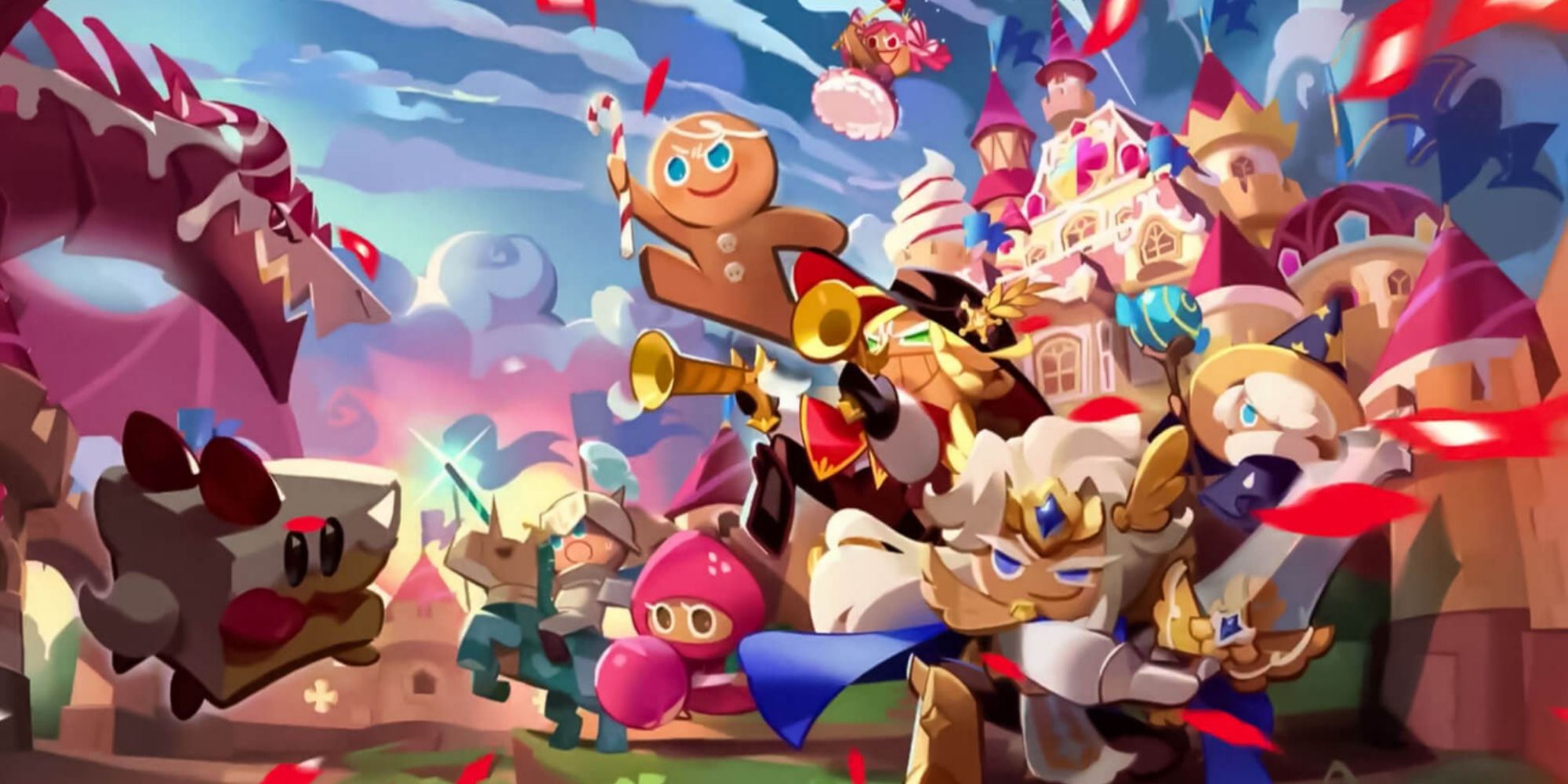 Image of Cookie Run Kingdom Cookies charging into battle.