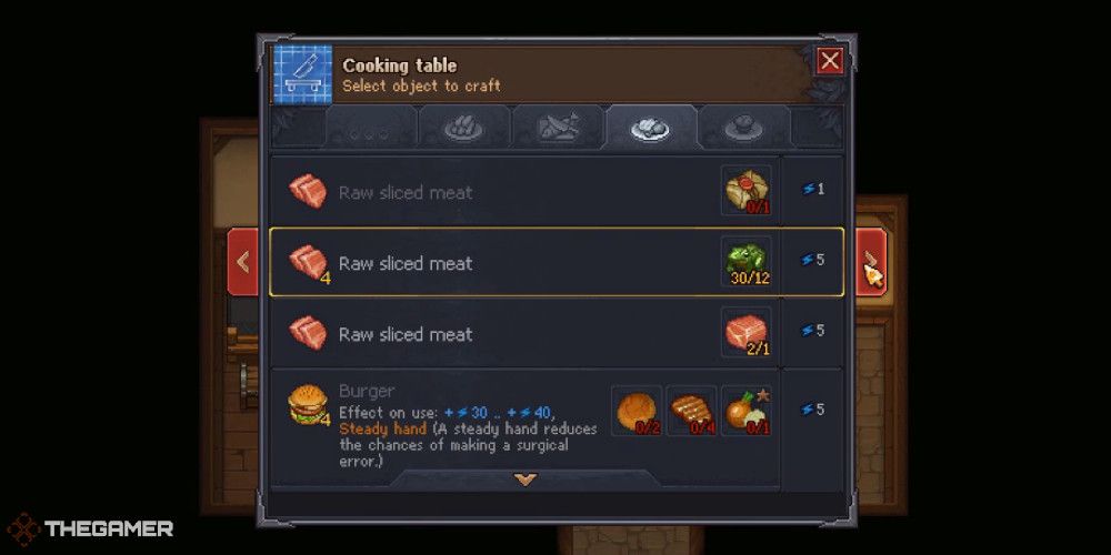 Cooking Table With Cut Meat from Graveyard Keeper