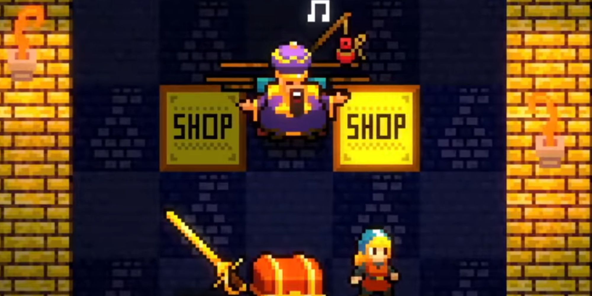 Cadence stands near the Shopkeeper.