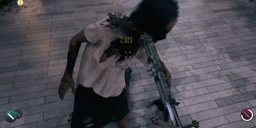 Dead Island 2, About to take a Zombie's head off with a claymore resized