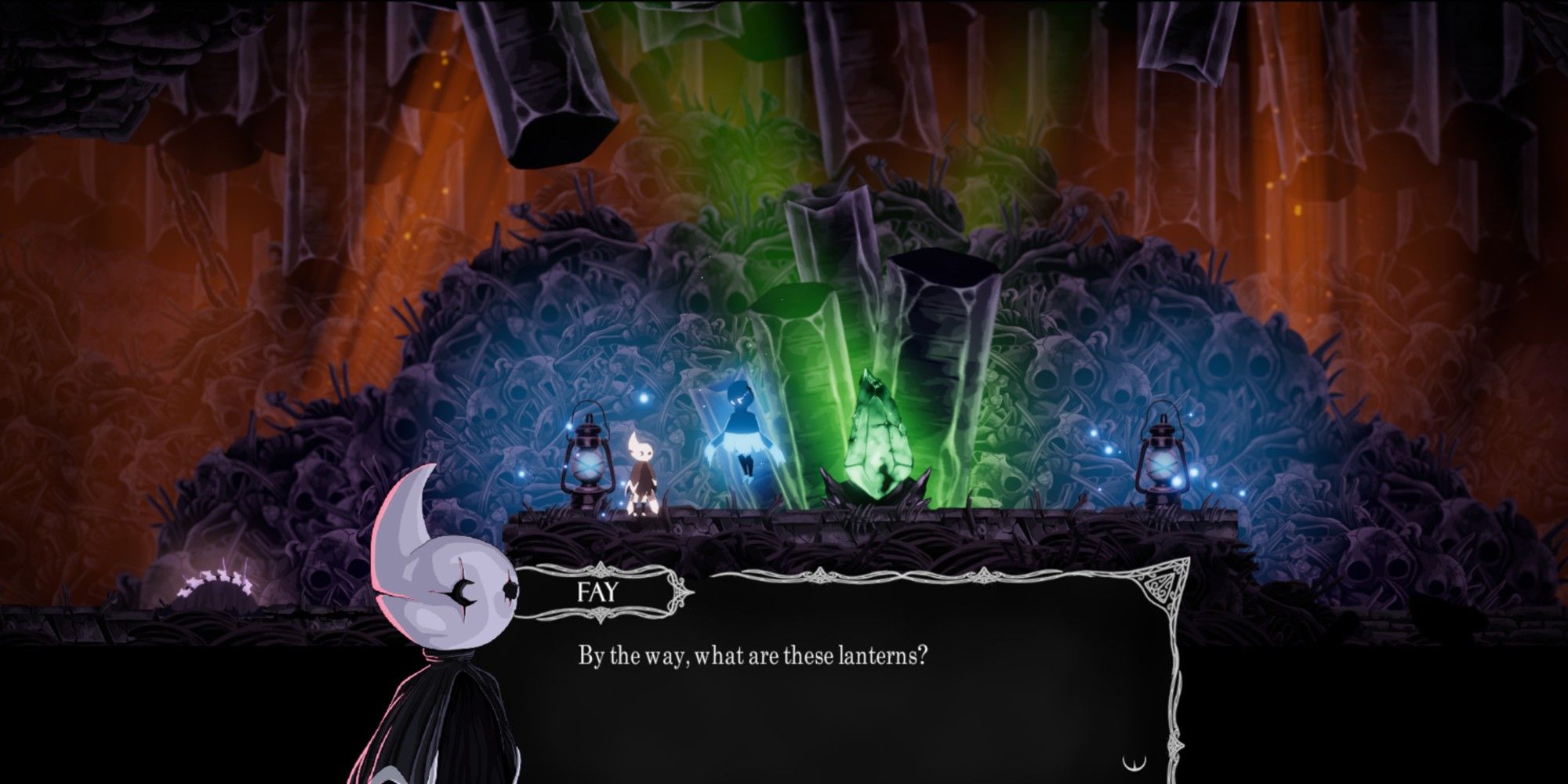 Elypse Fay text box in a dark room with colorful lights emanating from crystals