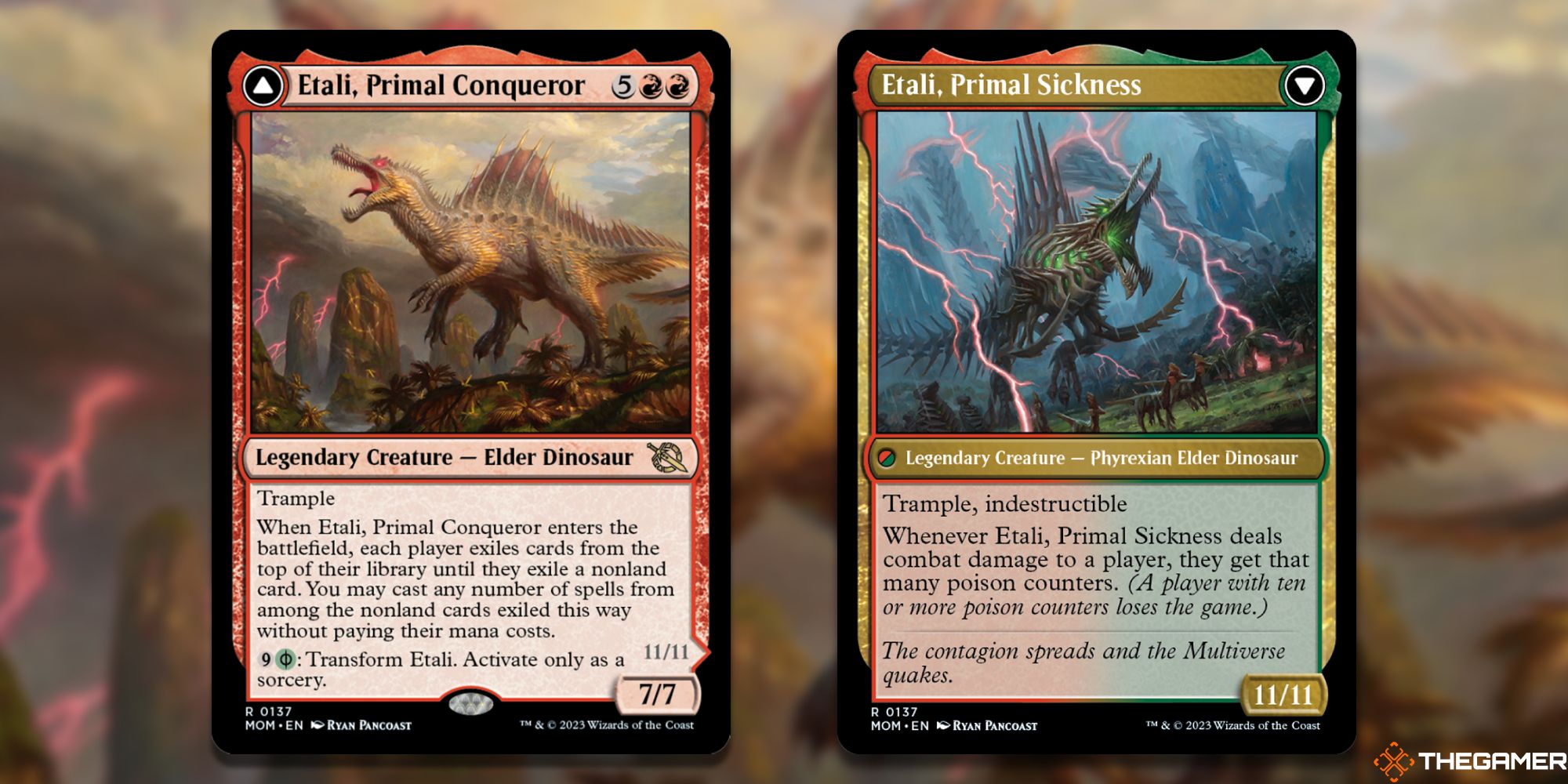 Etali, Primal Conqueror/Etali, Primal Sickness card and artwork in Magic The Gathering.