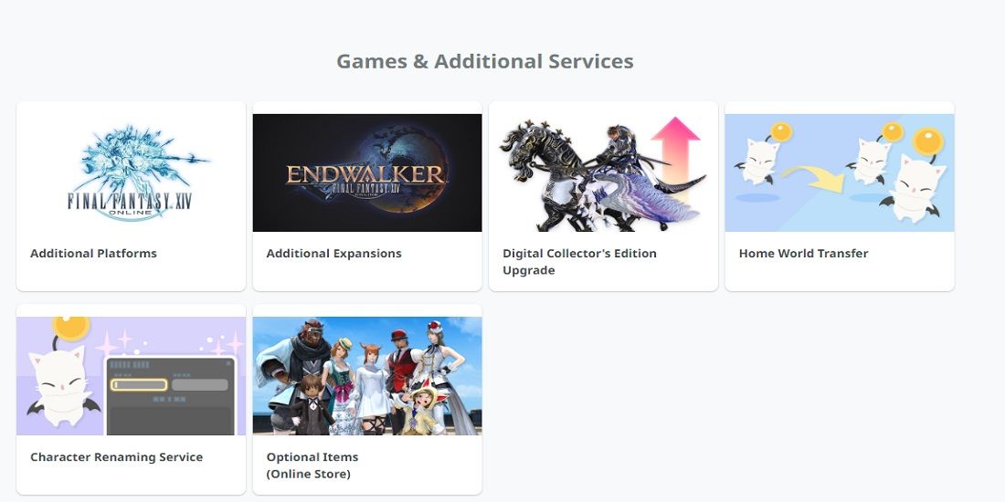 FFXIV Character Name Change Games and Additional Services Tab