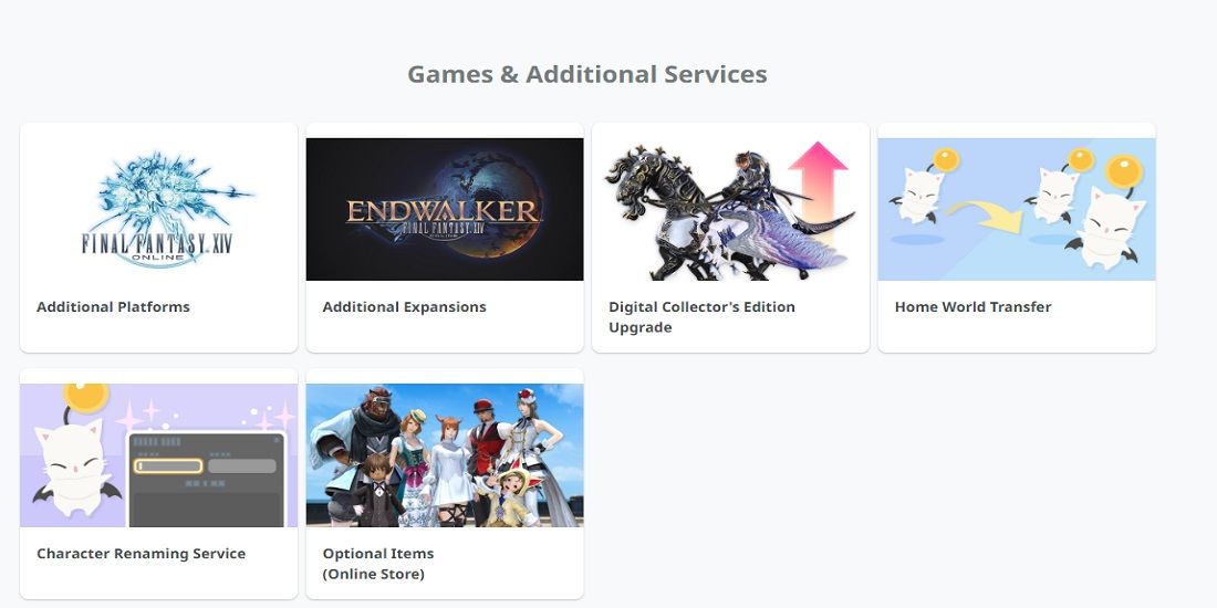 FFXIV Character Renaming Games and Additional Services Tab