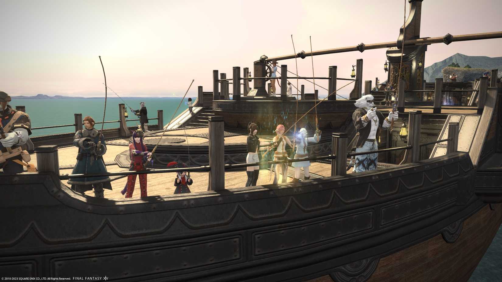 Players ocean fishing together in Final Fantasy 14.