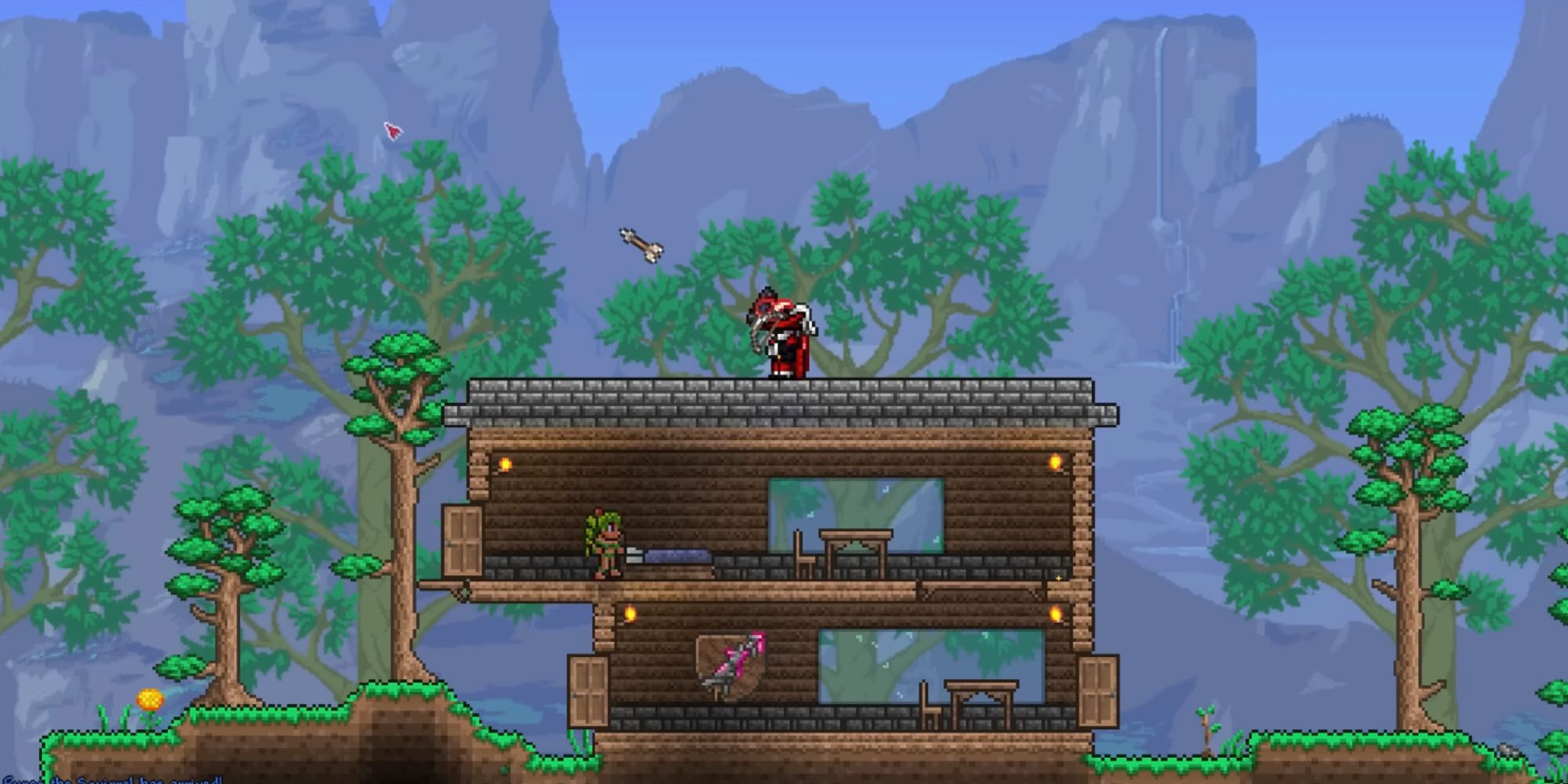 Firing arrows from the roof of a structure in Terraria