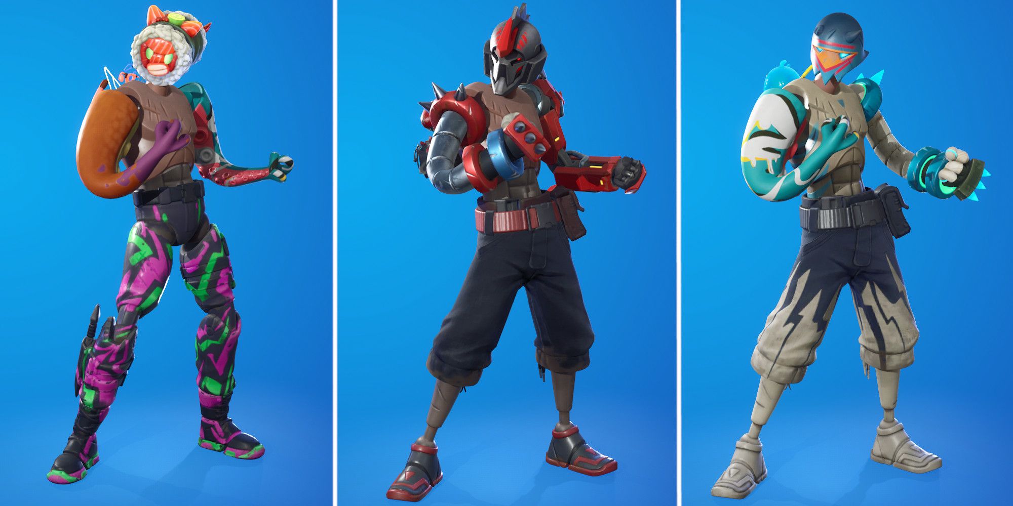 Collage of customizable skins In Fortnite