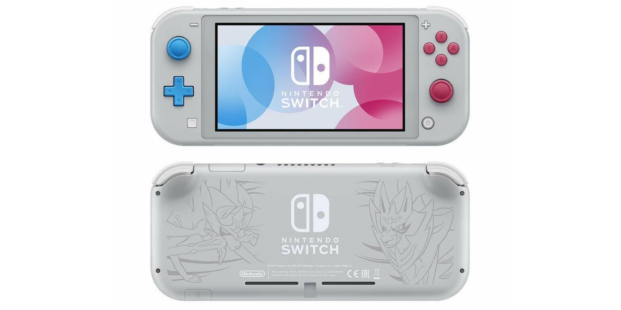 Front and back of Zacian and Zamazenta Switch Lite