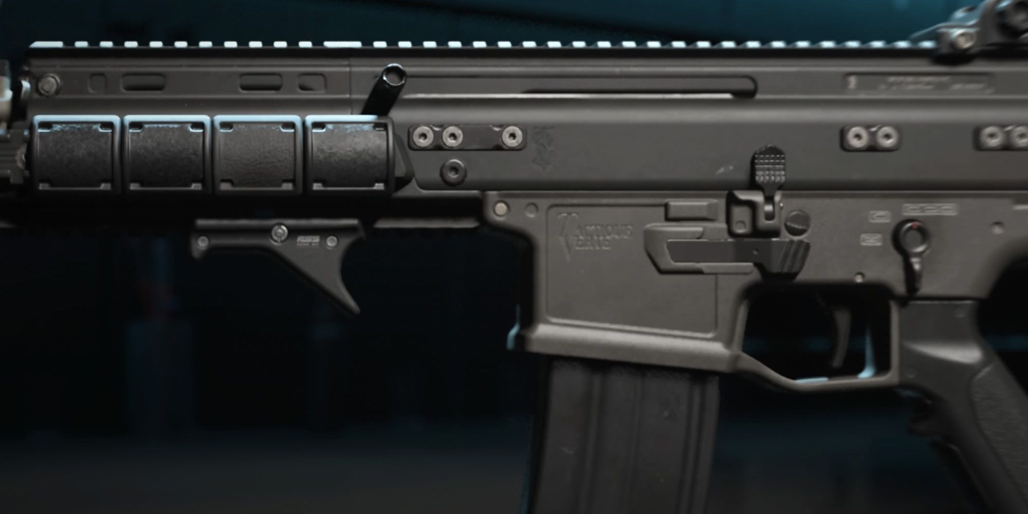 The FSS Sharkfin 90 is attached to the underbarrel of the FSS Hurricane in COD:MW2.