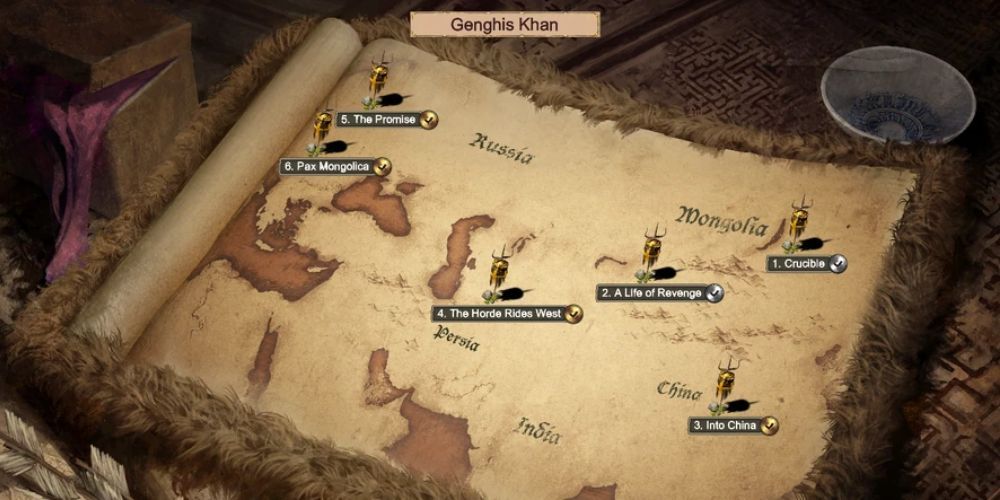 Genghis Khan campaign map from Age of Empires 2: Definitive Edition.