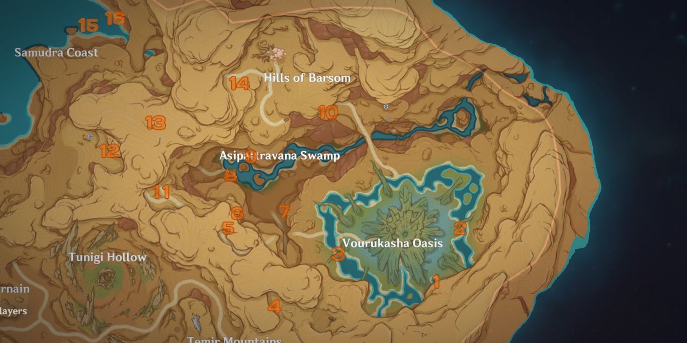 Genshin Impact Realm Of Farakhkert Map With Plume Markers