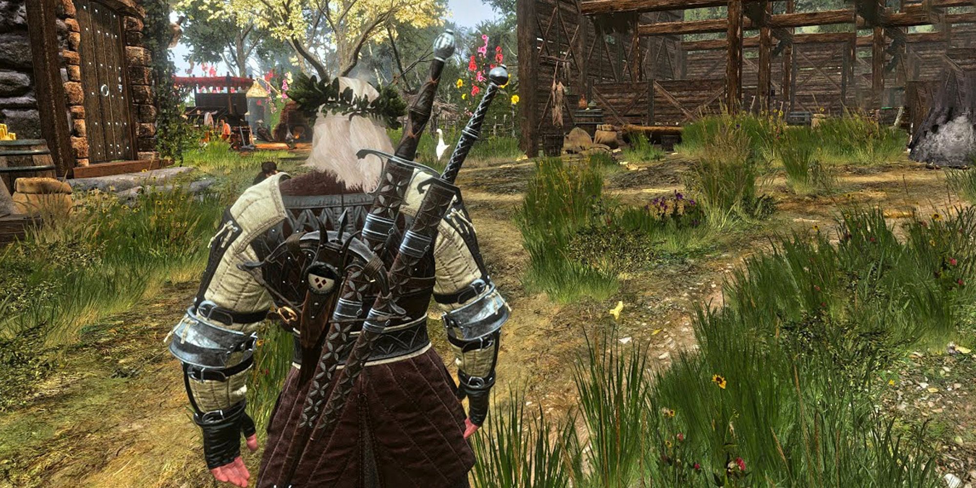 geralt wearing the dol blathanna armor in the witcher 3