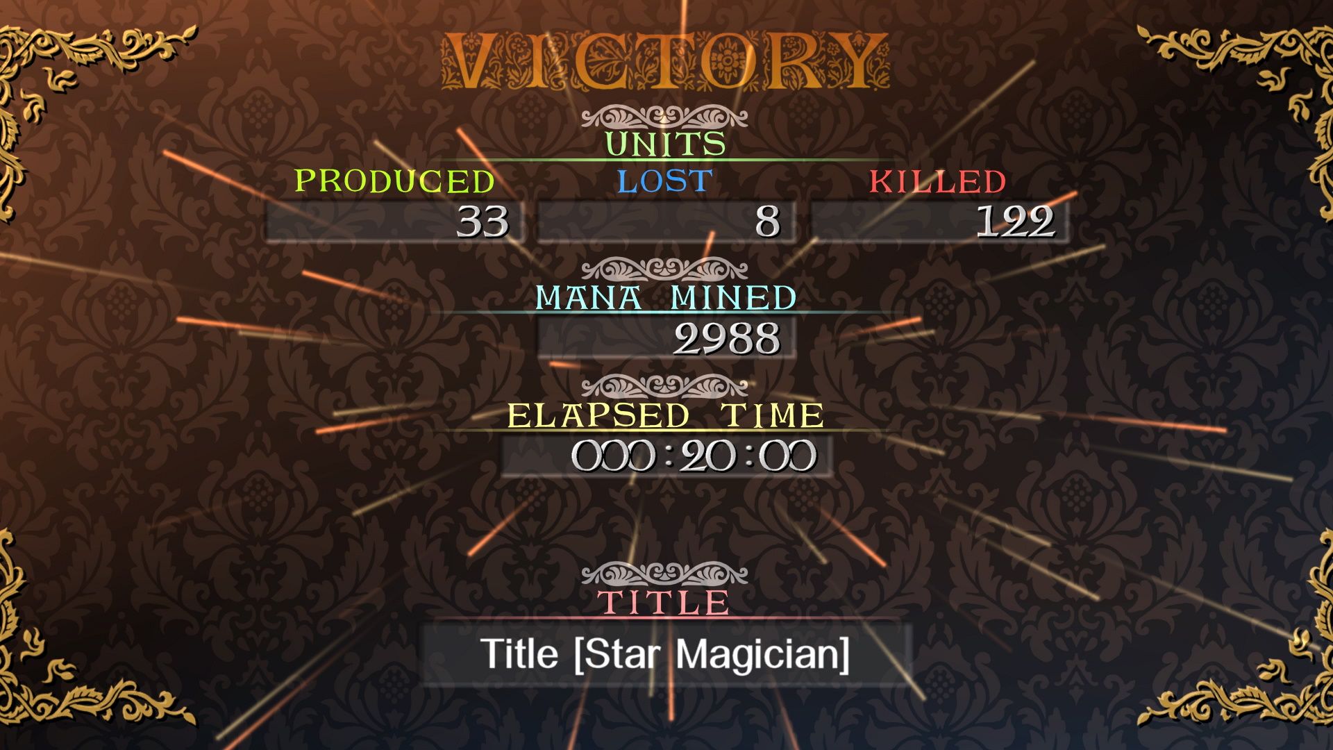 GrimGrimoire OnceMore, First Cycle, Showing the victory screen