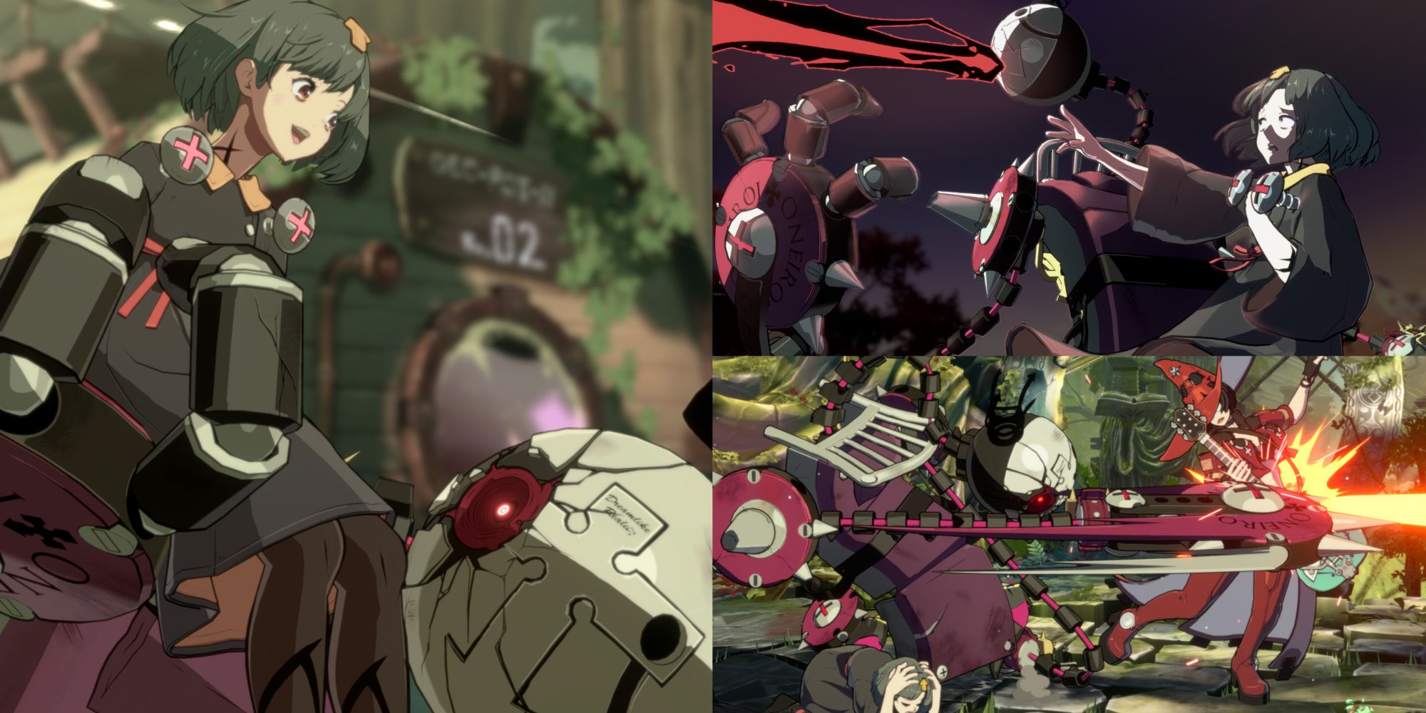 A collage of images from Guilty Gear Strive showcasing Bedman? and Delilah.