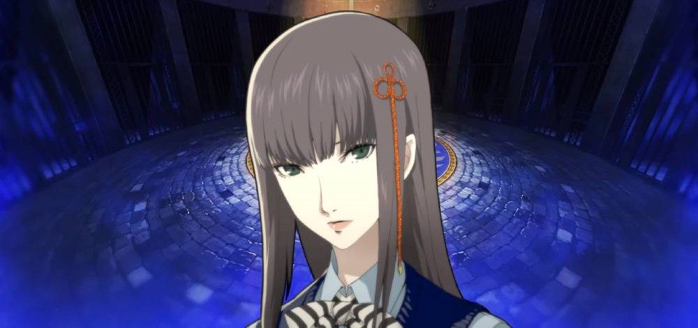 hifumi sprite in front of the velvet room in persona 5 royal