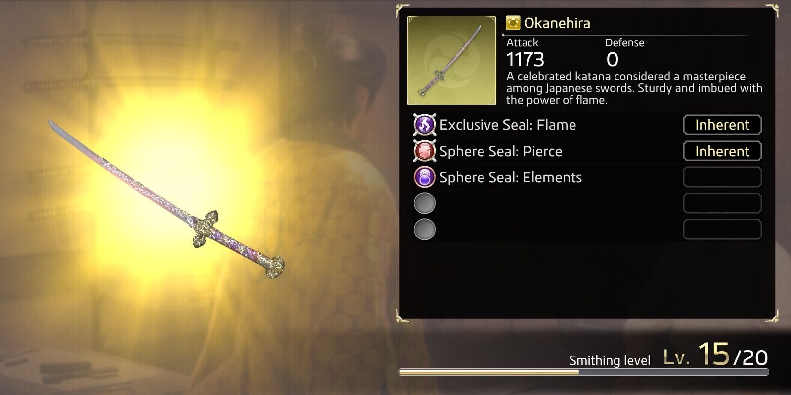 Like A Dragon: Okanehira sword equipped with Pierce Seal equipped in Ishin!