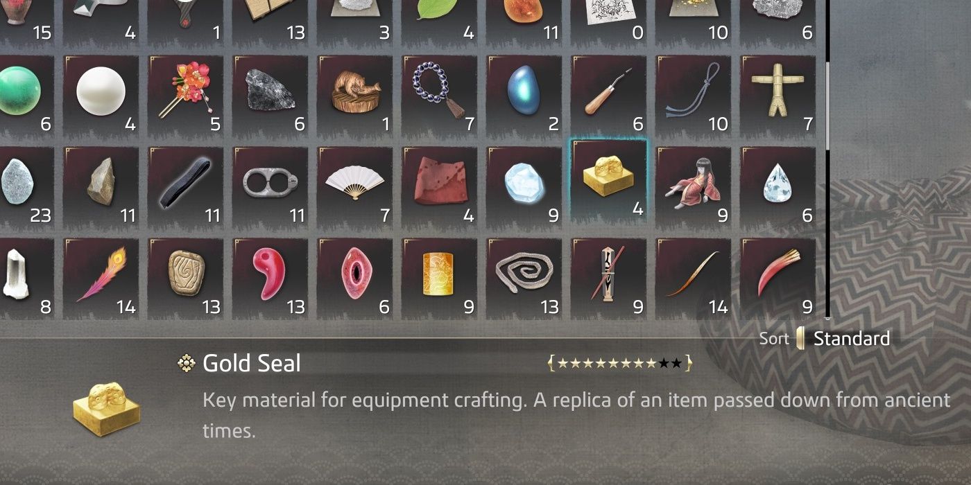 The Gold Seal and its item description in the inventory menu.