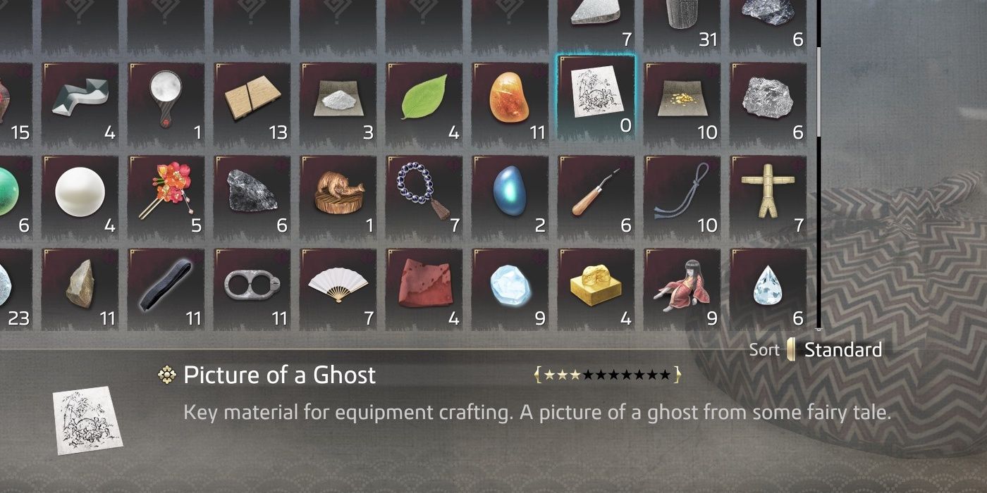 The Picture Of A Ghost and its item description in the inventory menu.
