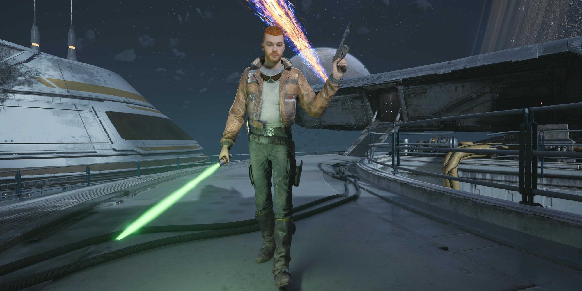 Cal using the Blaster stance in Star Wars Jedi: Survivor.
