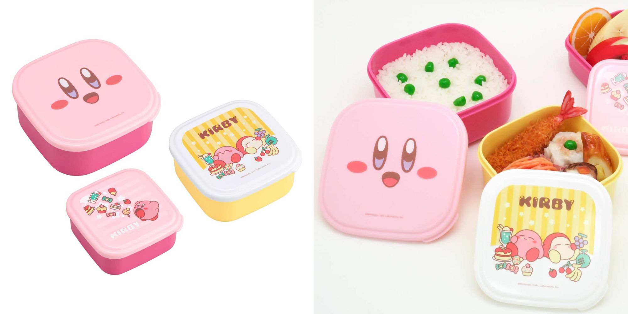 Kirby's lunchbox closed and filled with food