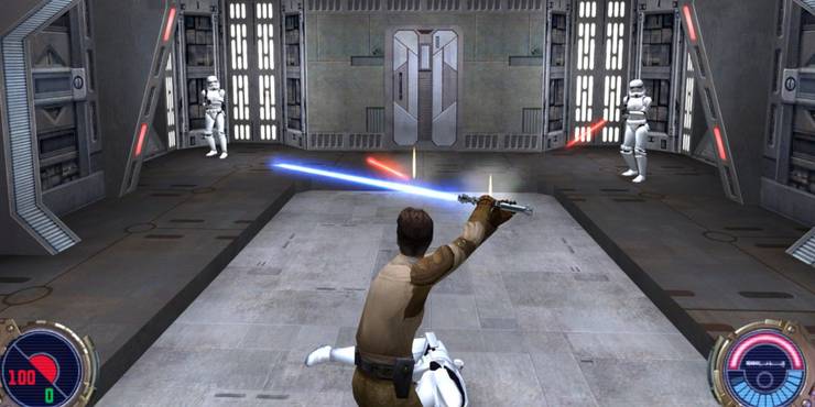 kyle-katarn-deflecting-laser-blasts-from-two-stormtroopers-in-star-wars-jedi-knight-ii-jedi-outcast.jpg (740×370)