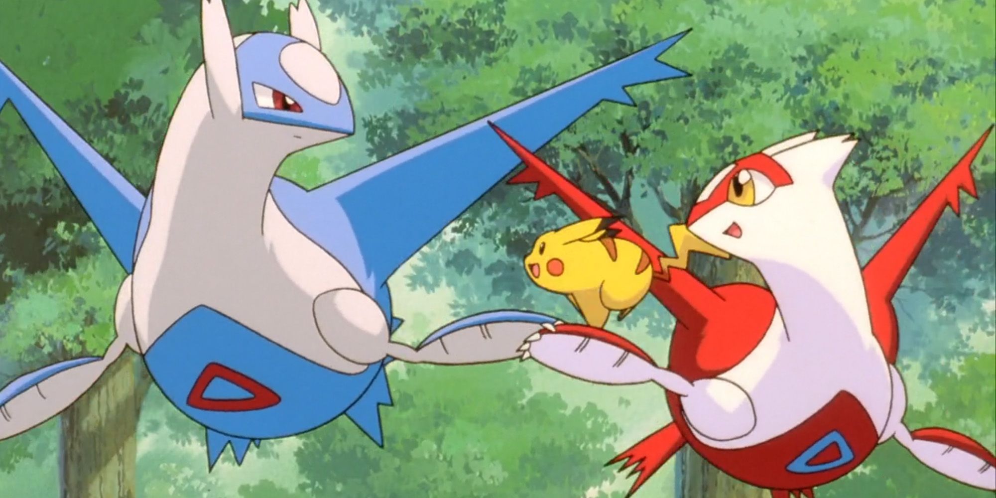 Latias and Latios Playing With Pikachu In Pokemon Heroes