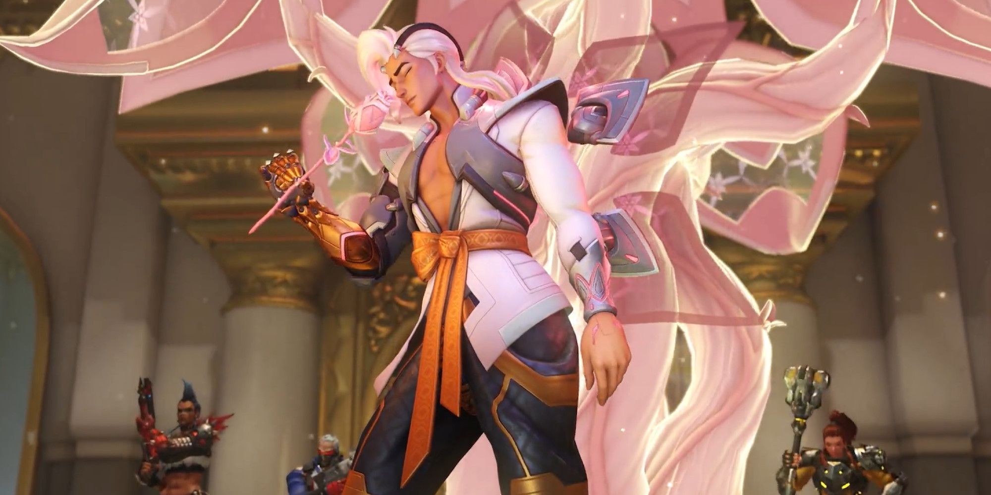 Lifeweaver in front of a large pink tree in Overwatch 2