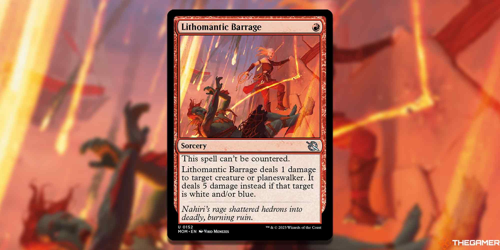 Lithomantic Barrage cards and art backgrounds from Magic the Gathering.