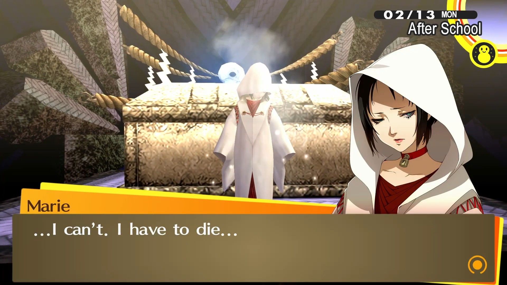 marie saying she can't turn away and has to die in persona 4 golden