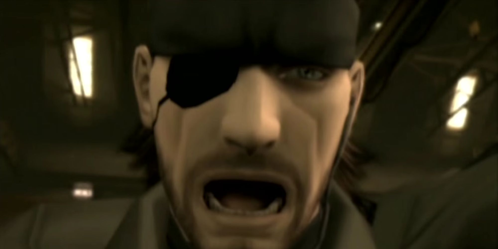 Snake looking shocked in Metal Gear Solid 3.