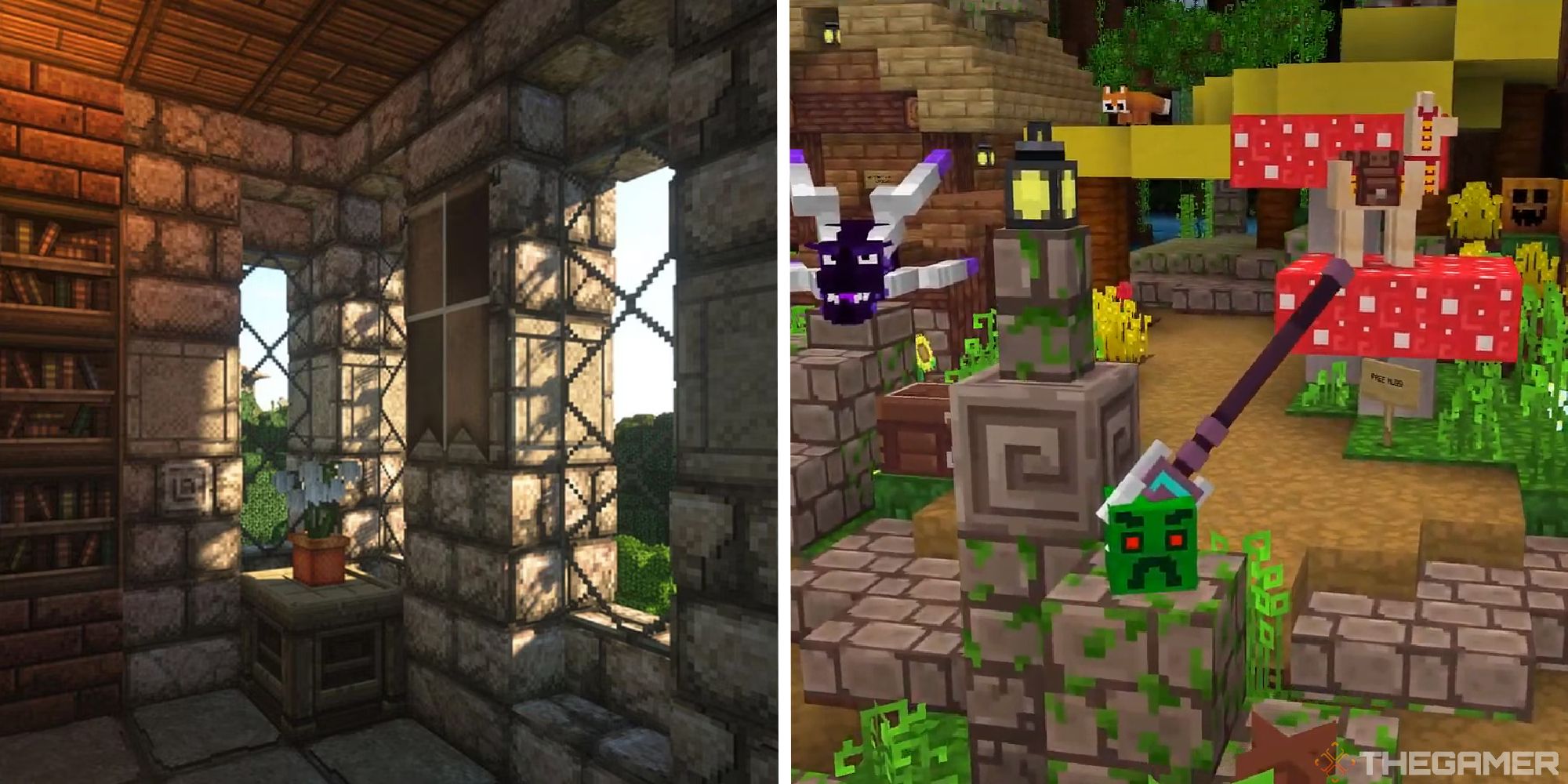 split image showing texture packs, with john smith legacy and twisty