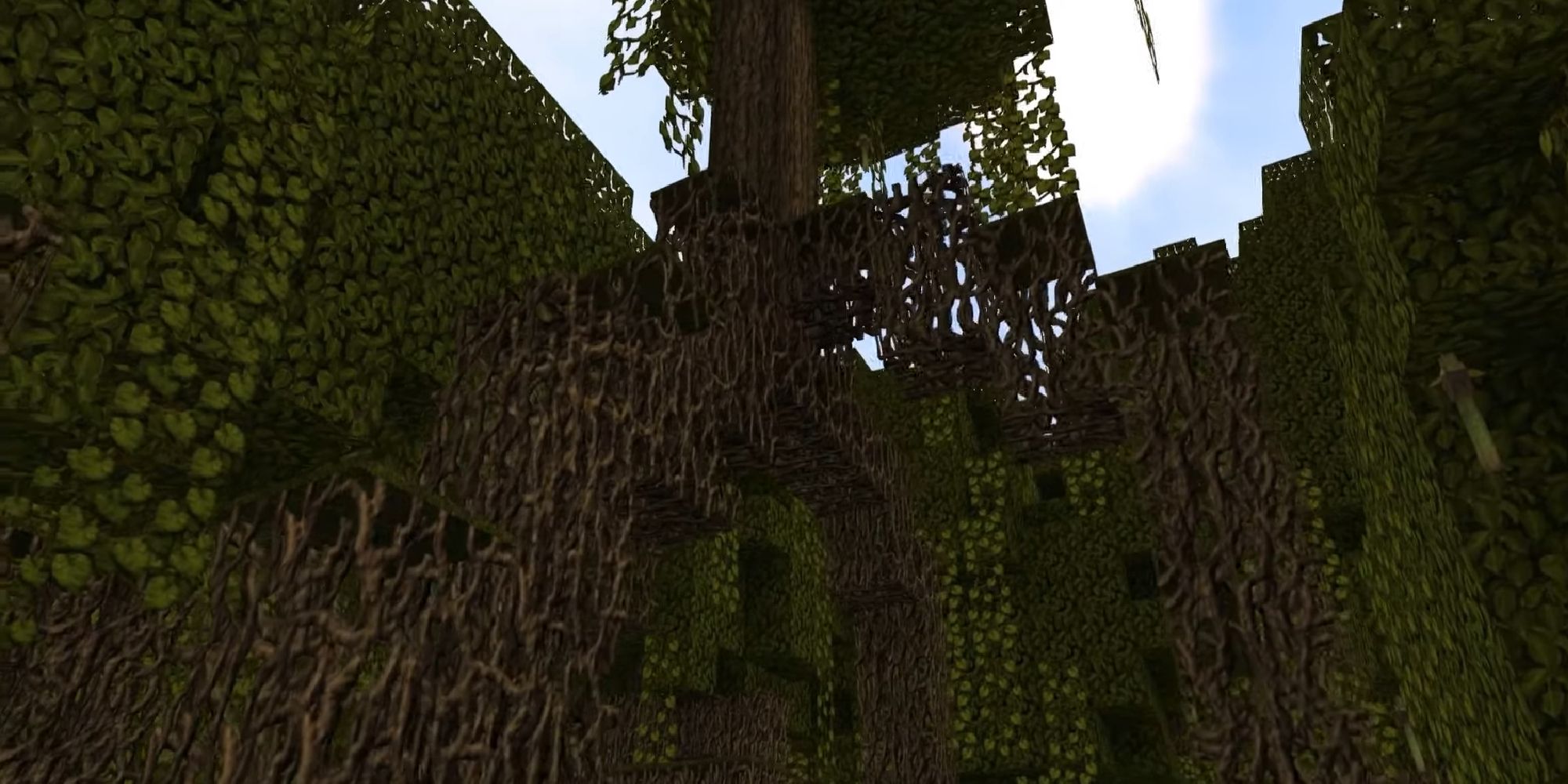 minecraft earthy mod texture pack showing a mangrove tree