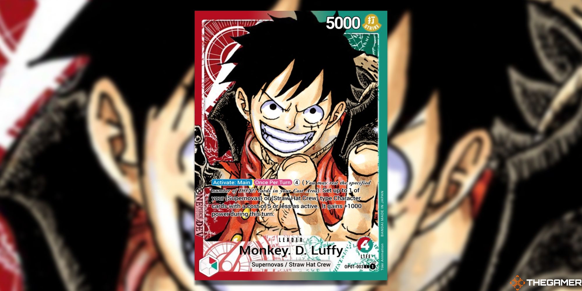 monkey d luffy leader red green full art one piece card game