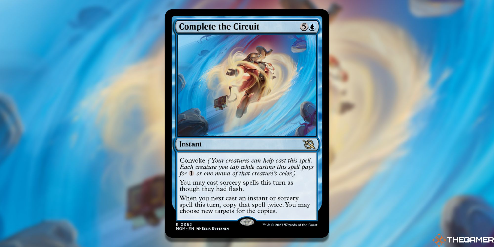 An image of the Complete the Circuit card in Magic: The Gathering, with artwork by Eelis Kyttanen