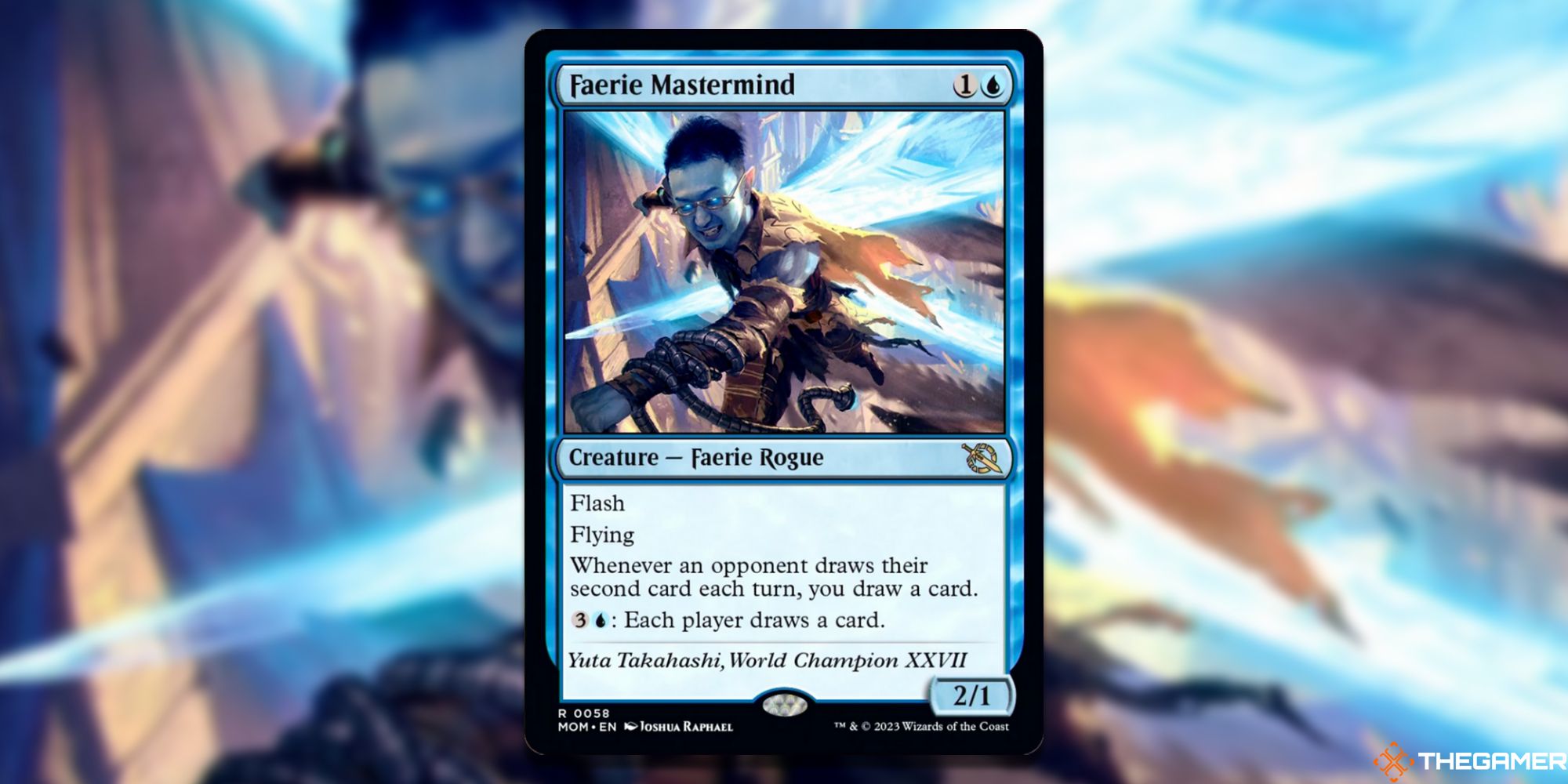 An image of the Faerie Mastermind card in Magic: The Gathering, with artwork by Joshua Raphael