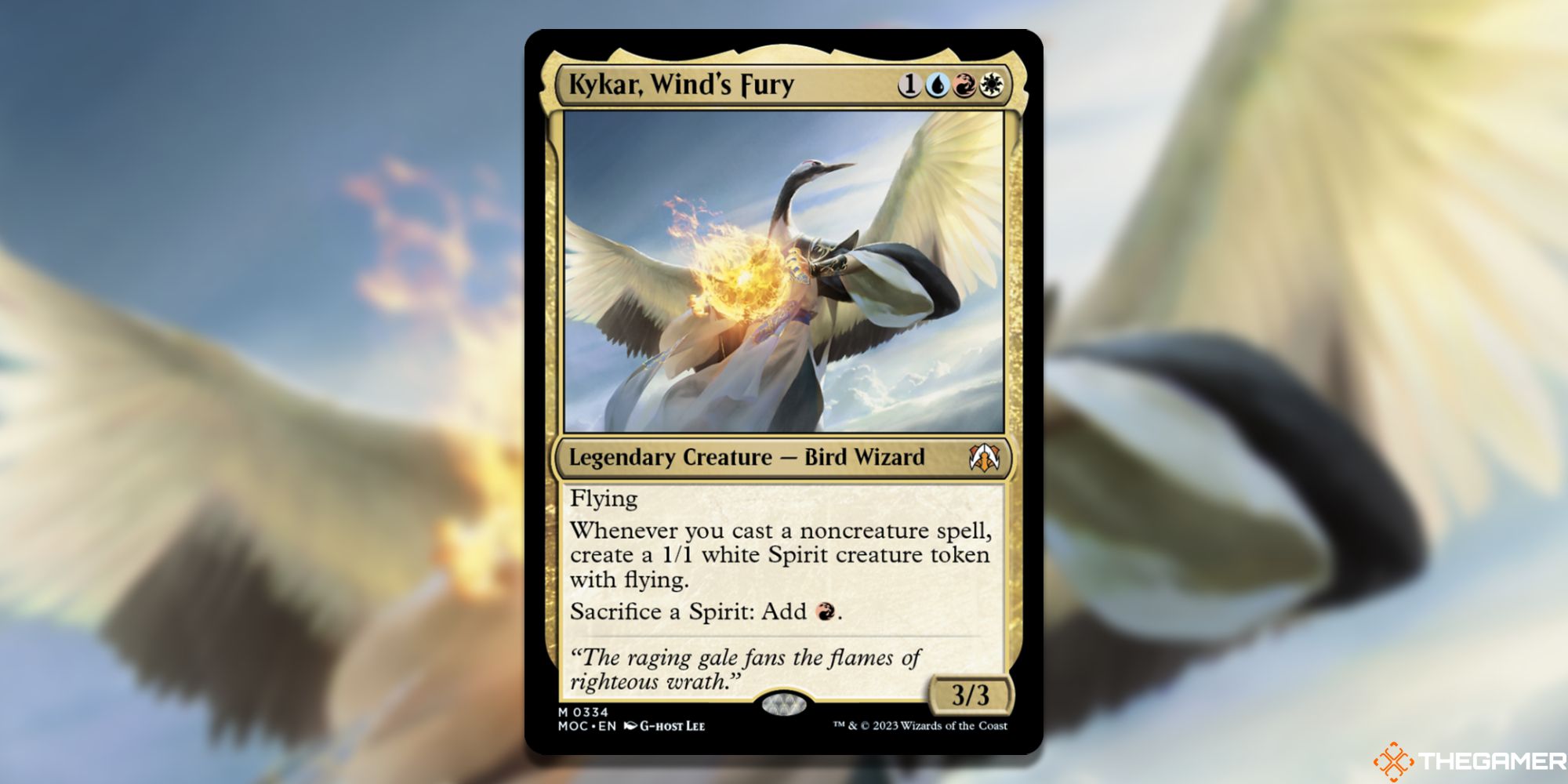 Image of the Kykar Winds Fury card in Magic: The Gathering, with art by G-Host Lee