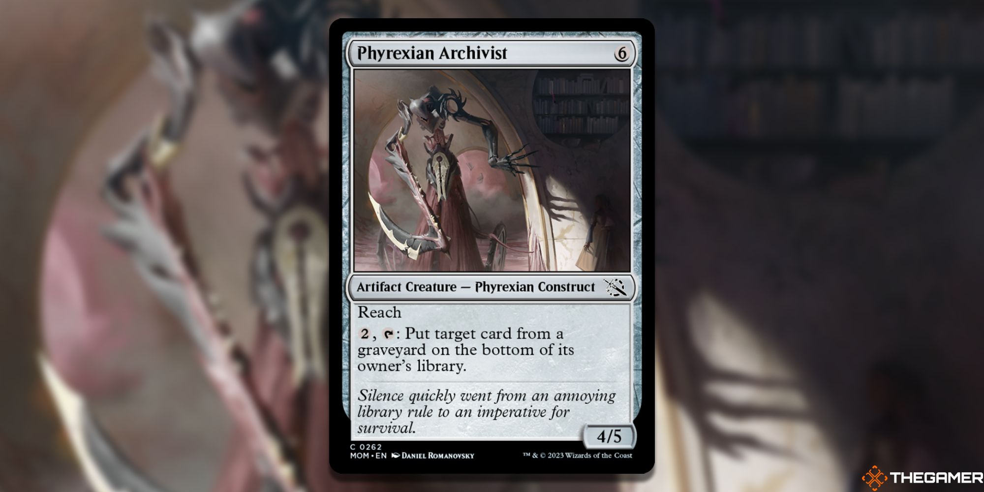 Phyrexian Archivist card image from Magic: The Gathering, with art by Daniel Romanovsky