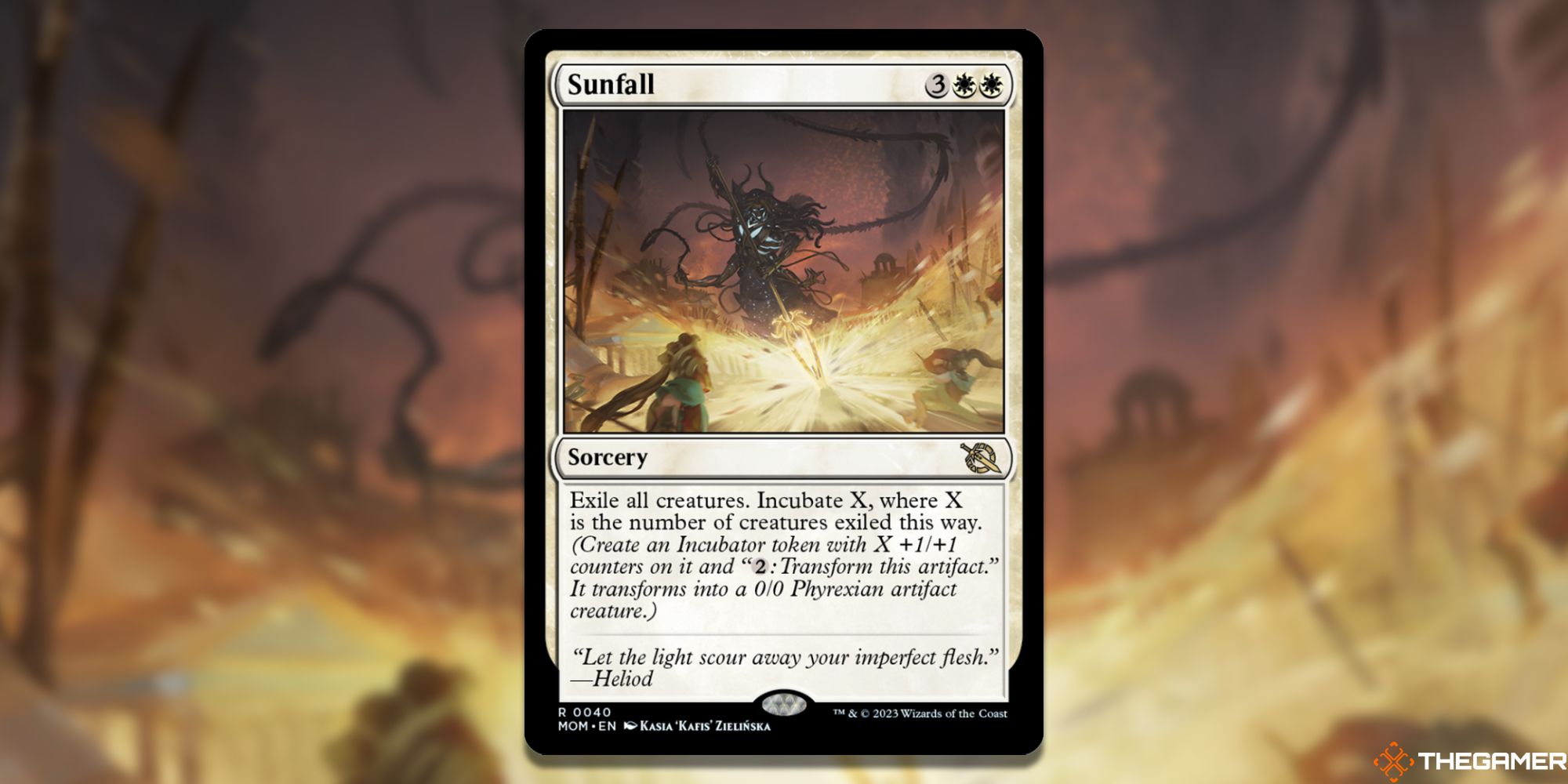 Image of the Sunfall card from Magic: The Gathering, art by Kasia 'Kafis' Zielnska