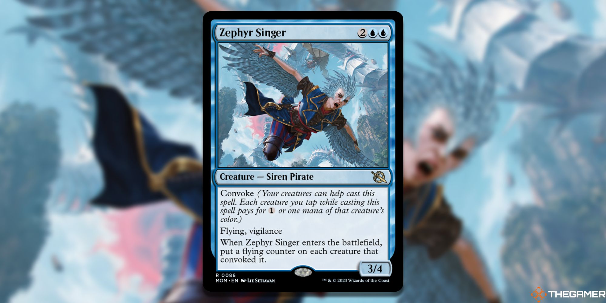 An image of the Zephyr Singer card in Magic: The Gathering, with artwork by Lia Setiawan