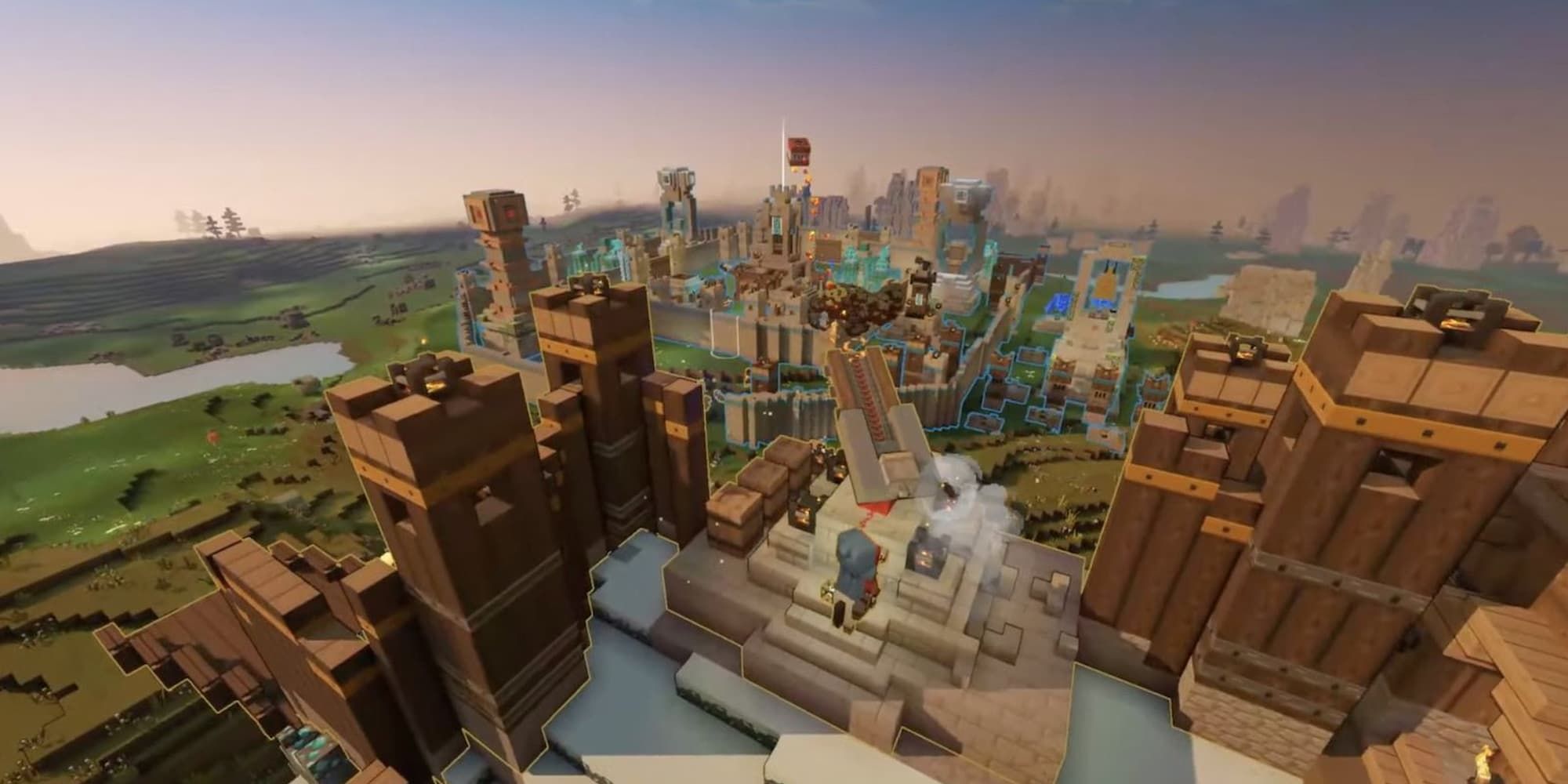 Deux Bases Fortement Fortifiées Sont Côte À Côte Dans Minecraft Legends.