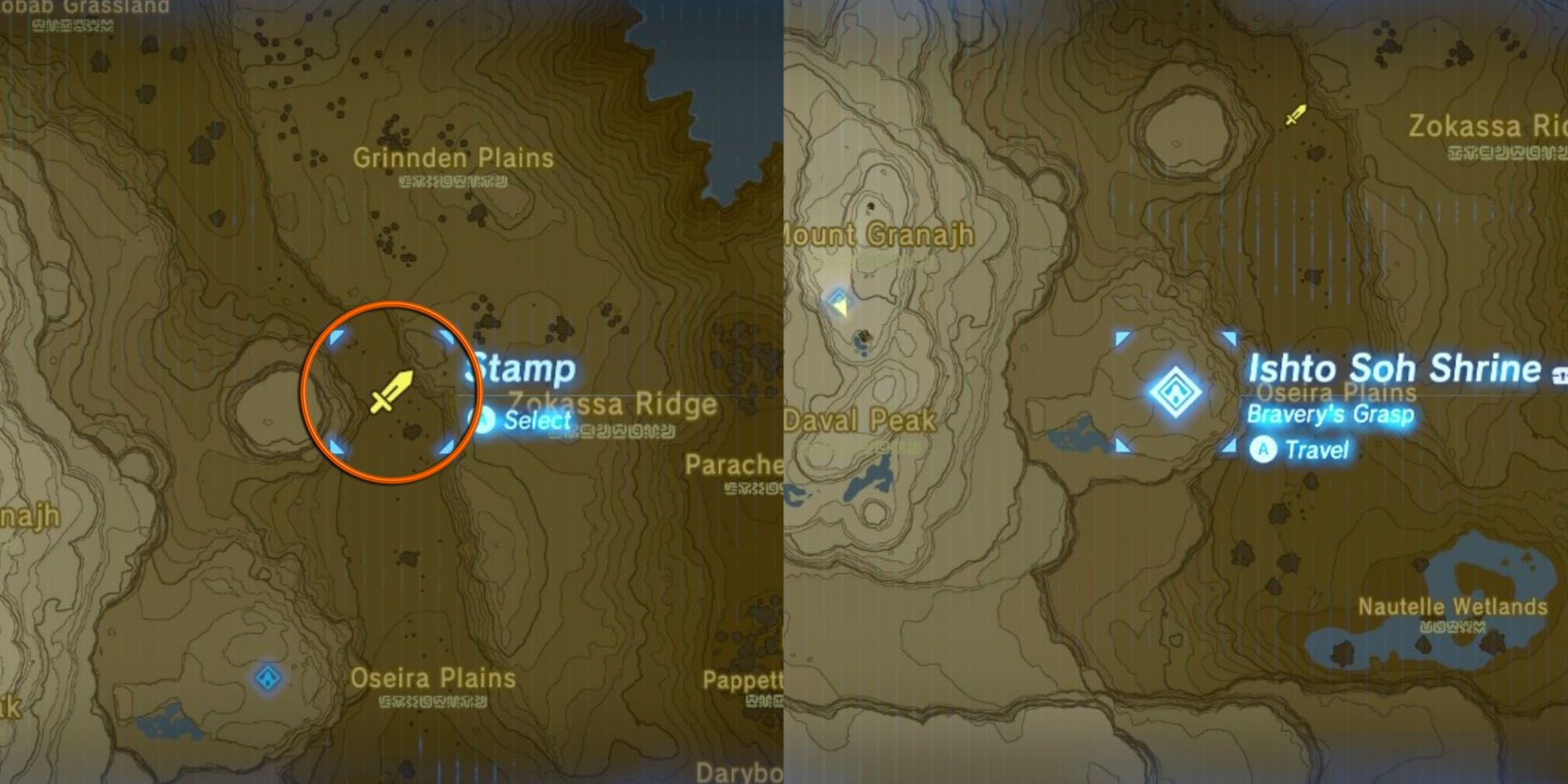 Location of Golden Lynel in North Oseirah Plains